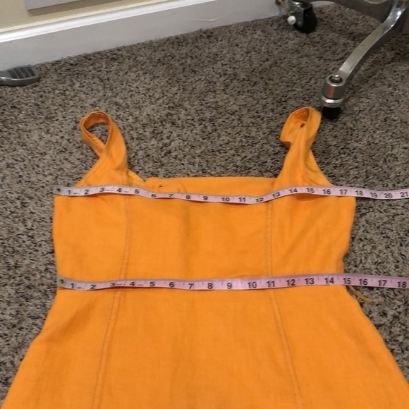 NICHOLAS Button Pinafore Midi Dress Size US 6 Orange Linen - Picture 7 of 11